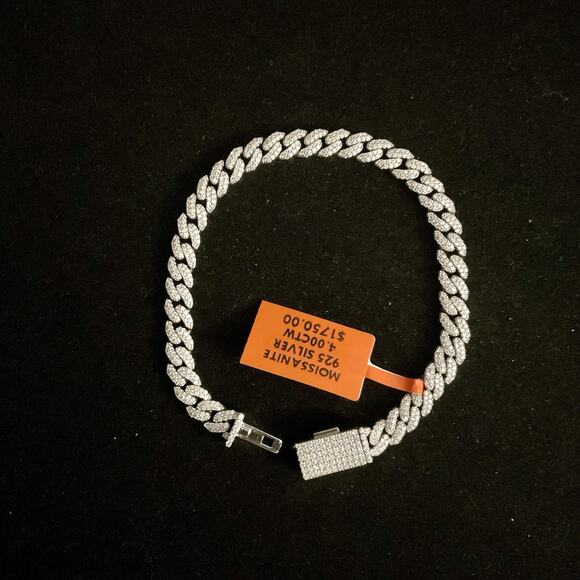 6mm Genuine Moissanite Miami Cuban Link Bracelet 8in~ NEW Retail $1,750 - Picture 15 of 16